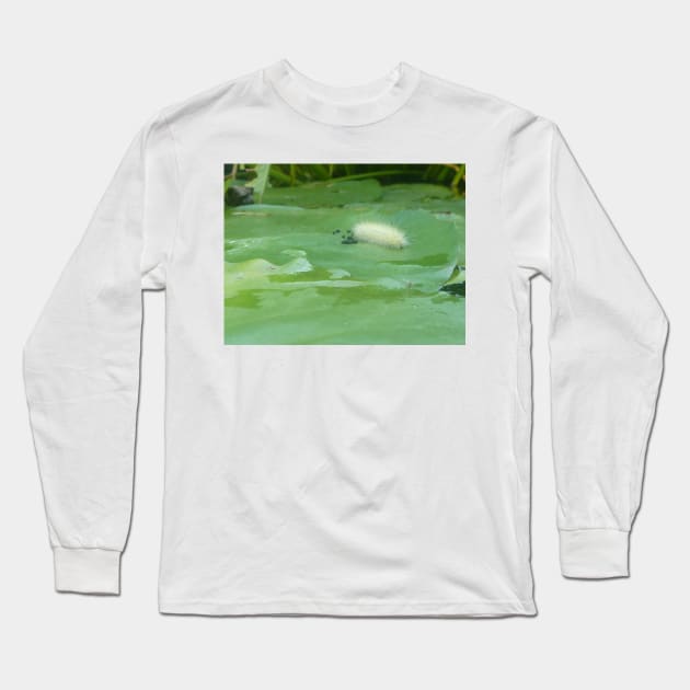 Caterpillar on Waterlily V3 Long Sleeve T-Shirt by SomewhereHere